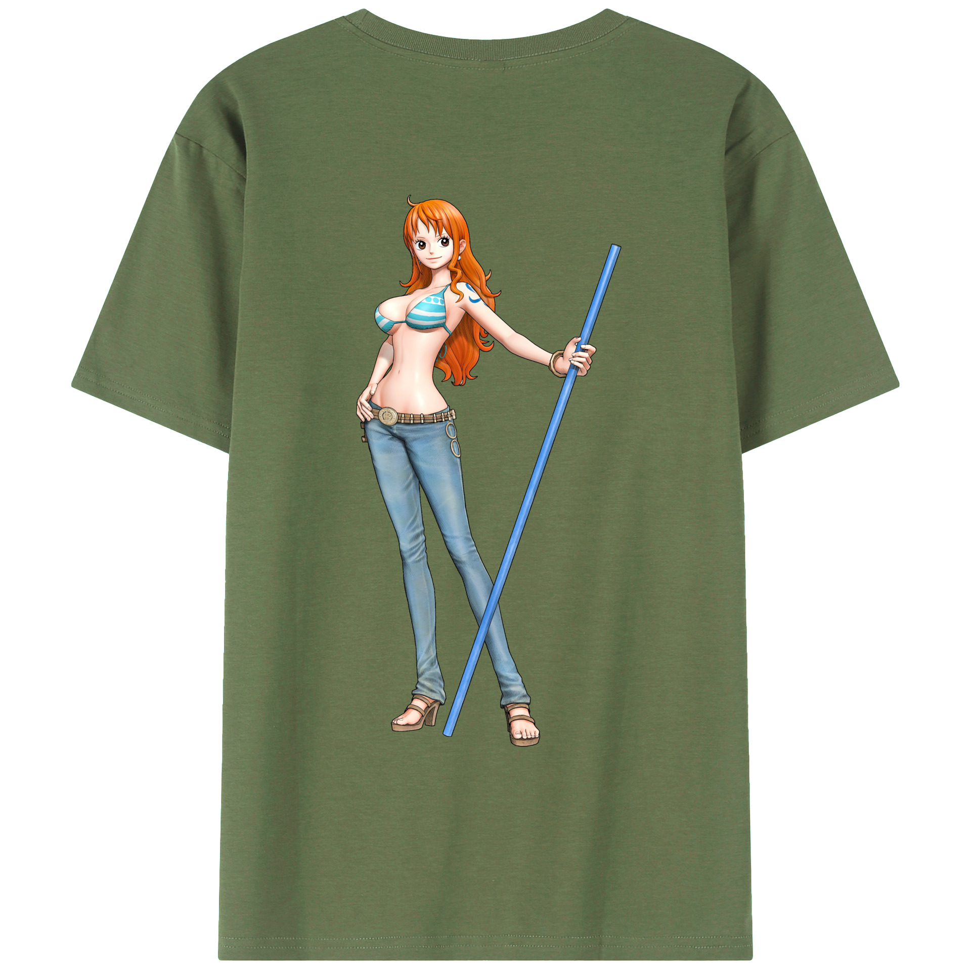 （画像用） ワンピース ナミ ONE PIECE Nami 綿100％ メンズ半袖Tシャツ（バックプリント） 通気性